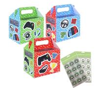 MustBeBonkers Boys Gaming Gamer Console Birthday Party Food Plate Box - Fun Gift Cake Boxes Sticker Seals (10 Boxes)
