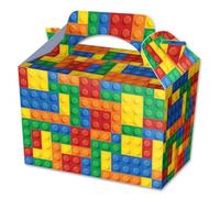 MustBeBonkers Building Blocks/Bricks Box - Kids Food Meal Picnic Birthday Party Bag Plate Boxes - (24 Boxes)