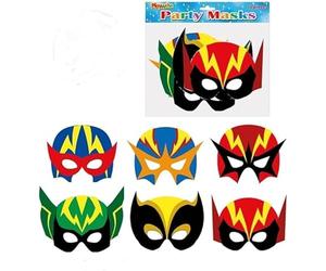 MustBeBonkers Cardboard Face Masks (Super Hero, 24)