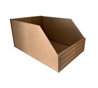 MustBeBonkers Corrugated Cardboard Storage Bins, Brown Kraft, Flat-Pack Assembly, Write-On Panels, Warehouse Shelf Organisation, Multiple Sizes - Recyclable (50, Large)