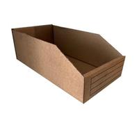 MustBeBonkers Corrugated Cardboard Storage Bins, Brown Kraft, Flat-Pack Assembly, Write-On Panels, Warehouse Shelf Organisation, Multiple Sizes - Recyclable (5, Medium)