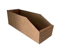 MustBeBonkers Corrugated Cardboard Storage Bins, Brown Kraft, Flat-Pack Assembly, Write-On Panels, Warehouse Shelf Organisation, Multiple Sizes - Recyclable (25, Small)