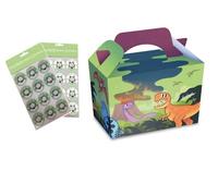MustBeBonkers Dinosaur Cartoon Party Food Boxes - Childrens Birthday Party Picnic Loot Bag Plate Box Sticker Seals (20 Boxes)