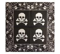 Mustbebonkers Halloween Napkins/TISSUES - Skull & Crossbones/Spider & Web Black & White Party Napkins/Tissue - 20 Per Pack - 33cm x 33cm - 2 Ply