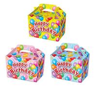 MustBeBonkers Happy Birthday Food Boxes Picnic Carry Meal Box Birthday Party Bag Plate (20 Boxes, Blue Box)