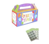 MustBeBonkers LARGE PARTY BOXES - PACK OF 12 - Children/Kids Party Food Boxes Picnic Carry Meal Box Birthday Party Box With Sticker Seals (Party Time)