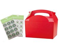 MustBeBonkers Plain Coloured Meal Box for Children/Kids - Perfect for Picnics, BBQs, and Birthday Parties - Fully Compostable, Biodegradable and Eco-Friendly - With Seal Stickers (Red, 20 Packs)