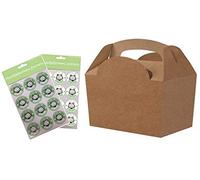 MustBeBonkers Plain Coloured Meal Box for Children/Kids - Perfect for Picnics, BBQs, and Birthday Parties - Fully Compostable, Biodegradable and Eco-Friendly - with Seal Stickers (Kraft, 20 Packs)
