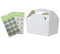 MustBeBonkers Plain Coloured Meal Box for Children/Kids - Perfect for Picnics, BBQs, and Birthday Parties - Fully Compostable, Biodegradable and Eco-Friendly - With Seal Stickers (White, 20 Packs)