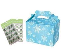 MustBeBonkers Snowflake Light Blue with Frozen Snowflakes Box -Kids Food Meal Picnic Birthday Party Bag Plate Christmas Xmas Boxes Sticker Seals (20 Boxes)