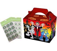 MustBeBonkers SPOOKY RED HALLOWEEN PARTY MEAL BOXES PW KIDS CHILDREN TRICK OR TREAT FOOD SWEET BAG WITH STICKER SEALS (30 Boxes)