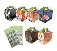 MustBeBonkers Woodland Animals Birthday Party Food Boxes - Childrens Birthday Party Picnic Loot Bag Plate Box Sticker Seals (20 Boxes)