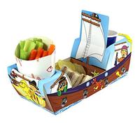 MustBeBonkers x10 Pirate Galleon Ship - Party Meal Food Trays - Snack Lunch Box Plate Tray