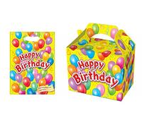 MustBeBonkers x30 Happy Birthday Yellow Food Boxes With Matching Party Loot Bag