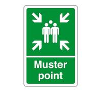 Muster point sign - safety sign - business signs, carpark safety signs - 1.2mm Rigid plastic for indoor/outdoor usage (600mm x 400mm) Viewing Distance within 20m.