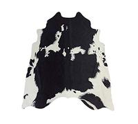 MustMat Western Decor Faux Cow Hide Rug 5.2'X4.6' Black and White Animal Print Fur Skin Carpet for Home