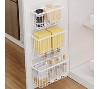 MUSTORN 3 Pack Kitchen Cupboard Door Storage Wall Mounted, Self-Adhesive Cabinet Door Storage Inside Cabinet Storage Box for Foil and Container Lid Space Saving Organiser for Kitchen & Bathroom(White)