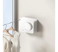 MUSTORN Retractable Washing Line Outdoor, Non-Sagging Clothes Line Extendable Indoor Laundry Line Pull Out Heavy Duty Stainless Steel Cloth Line Wall Mounted- 4.2 m(Rectangular, White)