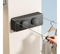 MUSTORN Retractable Washing Line Outdoor, Non-Sagging Double Clothes Line Extendable Indoor Laundry Line Pull Out Heavy Duty Stainless Steel Dual Cloth Line Wall Mounted-4.2 m(Black)