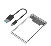 Mustpoint Portable 2.5 Inch SATA SSD Hard Drive Disk Enclosure Type C 3.1 to SATA 2.5 External HDD Plastic Case Transparent