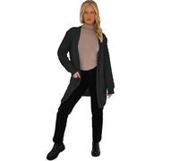 Mustwearit Cardigans for Women UK Plus Size Long with Pockets Ladies Crochet Knitted Oversized Jumpers Open Front Long Sleeve Top Black 24-26