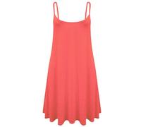 Mustwearit New Women Celebrity Round Neck Sleeveless Cami Camisole Flared Swing Dress Ladies Summer Vest Top Mini Dress UK Plus Size 8-26 Coral