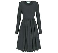 Mustwearit New Womens Ladies Frankie Smock Swing Skater Dress Ladies Flared Ruched Gathered Waist Dress UK 8-26 Charcoal