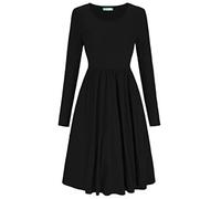 Mustwearit New Womens Ladies Frankie Smock Swing Skater Dress Ladies Flared Ruched Gathered Waist Dress UK 8-26 Black