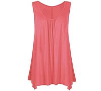 Mustwearit New Womens Ladies Hanky Hem Baggy Summer Casual Long Tunic Vest Top UK Size 8-26 Coral