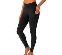 Mustwearit Seamless High Waist V Back Leggings for Women with Side Pockets Squat Proof Non See Through 4 Way Stretch Gym Yoga Pants Workout Running Tummy Control Activewear Black
