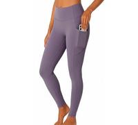 Mustwearit Seamless High Waist V Back Leggings for Women with Side Pockets Squat Proof Non See Through 4 Way Stretch Gym Yoga Pants Workout Running Tummy Control Activewear Light Purple