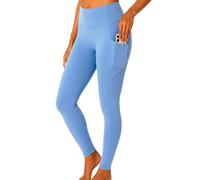 Mustwearit Seamless High Waist V Back Leggings for Women with Side Pockets Squat Proof Non See Through 4 Way Stretch Gym Yoga Pants Workout Running Tummy Control Activewear Sky Blue
