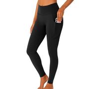 Mustwearit Seamless High Waist V Back Leggings for Women with Side Pockets Squat Proof Non See Through 4 Way Stretch Gym Yoga Pants Workout Running Tummy Control Activewear Black