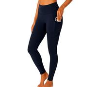 Mustwearit Seamless High Waist V Back Leggings for Women with Side Pockets Squat Proof Non See Through 4 Way Stretch Gym Yoga Pants Workout Running Tummy Control Activewear Navy