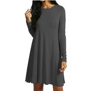 Mustwearit Women's Casual Dresses New Ladies Flared A Line Skater Swing Summer Dress Top Charcoal 20/22