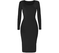 Mustwearit Women's Long Sleeve Dress Ladies midi Bodycon Dress UK Size 8 10 12 14 16 18 20 22 24 26. Black