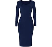 Mustwearit Women's Long Sleeve Dress Ladies midi Bodycon Dress UK Size 8 10 12 14 16 18 20 22 24 26. Navy Blue