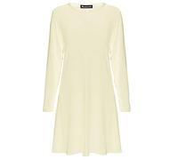 Mustwearit Womens Long Sleeve Plain Swing Dress Ladies Flared Dresses UK Size 8 to 26 Cream M/L = UK 12/14