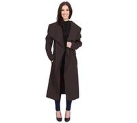 Mustwearit Womens Plain Long Sleeves Cape Belted Waterfall Duster Coat Brown