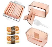 Musubi Press Maker Mold 2 Pack, Clear Onigiri Mold Kit with Luncheon Meat Slicer 304 Stainless Steel for SPAM