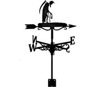 MUSUMI Black Weather Vane Stainless Steel Wind Vane Retro Old Father Time Weather Vane Farmhouse Garden Patio Yard Roof Ornament Decoration Weather Vanes Wind Direction Indicator