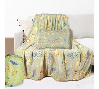 MUSUNFE 2 PCS Astronaut Glow in The Dark Blanket Throw Blanket for Boys Girls Kids Soft Warm Cozy Furry Cute Room Decor Blankets 200 x150 and Pillowcases 60x40 cm (Yellow)