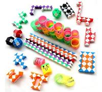 MUSUNFE 48 Pcs Party Bag Fillers for Kids, 24 Blocks Magic Snake Cube 24 Mini Springs Toy, Assorted Toys for Boys & Girls Birthday Party Gift Favours Game Prizes, Small Toys Classroom Rewards
