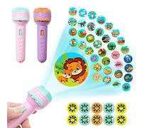 MUSUNFE Dinosaur Toys Gifts for 2-8 Year old Girls, 2 Projectors with 80 Patterns of Animals, Dinosaurs, Transportation Tools, Fruits, and Digits and Bright Torchlight