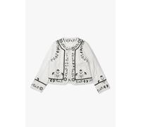 MUSY MUSE Embroidered White Cotton Quilted Jacket Size: M/L, Colour: W