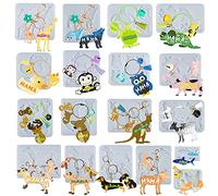 musykrafties Keychain Charms Epoxy Resin Silicone Moulds 18-count Set Mama and Baby Wolf, Dinosaur, Deer, Dog, Monkey, Owl, Turtle, Giraffe, Kangaroo, Pig, Fawn, Cow, Duck