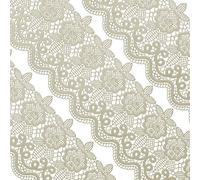 Musykrafties Large Pre-Made Ready to Use Edible Cake Lace Floral Medallion Scallop Ivory White 14-inch 20-piece Set