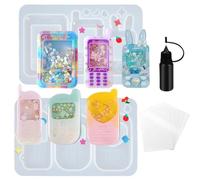 musykrafties Quicksand Resin Shaker Moulds Set Mobile Phones Keychain Pendant with 5 Seal Films Precision Tip Applicator Bottle Bundle