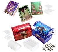 musykrafties Treasure Chest and Magic Book Silicone Mould Resin Box Casting Set of 2, Beads Candy Container Trinket Craft Handmade Gift DIY Home Decor