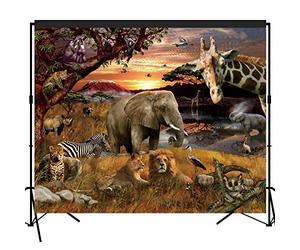Musykrafties Tropical African Forest Jungle Safari Scenic Backdrop Large Banner Photography Studio Fabric Background Photobooth Prop 7x6feet #2195